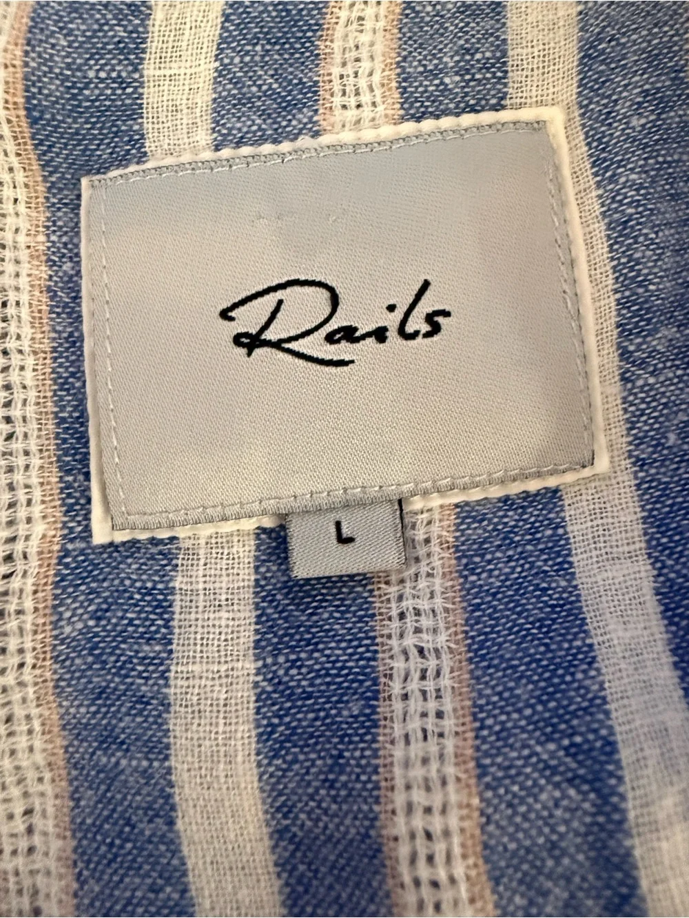 RAILS Angelina Linen Blue & White Striped Dress Size Large